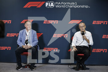 2022-10-22 - Burke Magnus ESPN President, Programming and Original Content, portrait DOMENICALI Stefano (ita), Chairman and CEO Formula One Group FOG, portrait during the Formula 1 Aramco United States Grand Prix 2022, 19th round of the 2022 FIA Formula One World Championship from October 21 to 23, 2022 on the Circuit of the Americas, in Austin, Texas - F1 - UNITED STATES GRAND PRIX 2022 - FORMULA 1 - MOTORS