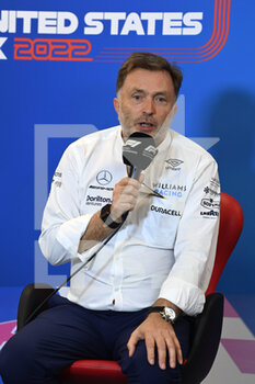 2022-10-22 - Press Conference with Jost Capito, CEO, Williams Racing, portrait during the Formula 1 Aramco United States Grand Prix 2022, 19th round of the 2022 FIA Formula One World Championship from October 21 to 23, 2022 on the Circuit of the Americas, in Austin, Texas - F1 - UNITED STATES GRAND PRIX 2022 - FORMULA 1 - MOTORS