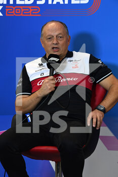 2022-10-22 - Press Conference with Frederic Vasseur, Team Principal, Alfa Romeo Racing, portrait during the Formula 1 Aramco United States Grand Prix 2022, 19th round of the 2022 FIA Formula One World Championship from October 21 to 23, 2022 on the Circuit of the Americas, in Austin, Texas - F1 - UNITED STATES GRAND PRIX 2022 - FORMULA 1 - MOTORS