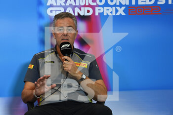 2022-10-22 - Press Conference with Isola Mario, Motorsport Racing Manager of Pirelli, portrait during the Formula 1 Aramco United States Grand Prix 2022, 19th round of the 2022 FIA Formula One World Championship from October 21 to 23, 2022 on the Circuit of the Americas, in Austin, Texas - F1 - UNITED STATES GRAND PRIX 2022 - FORMULA 1 - MOTORS
