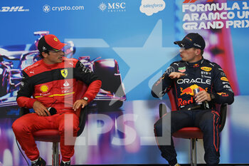 2022-10-22 - Post qualifying Press Conference with poleman Carlos Sainz, Ferrari, and Max Verstappen, Red Bull Racing, portrait during the Formula 1 Aramco United States Grand Prix 2022, 19th round of the 2022 FIA Formula One World Championship from October 21 to 23, 2022 on the Circuit of the Americas, in Austin, Texas - F1 - UNITED STATES GRAND PRIX 2022 - FORMULA 1 - MOTORS