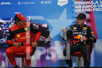 2022-10-22 - Post qualifying Press Conference with poleman Carlos Sainz, Ferrari, and Max Verstappen, Red Bull Racing, portrait during the Formula 1 Aramco United States Grand Prix 2022, 19th round of the 2022 FIA Formula One World Championship from October 21 to 23, 2022 on the Circuit of the Americas, in Austin, Texas - F1 - UNITED STATES GRAND PRIX 2022 - FORMULA 1 - MOTORS