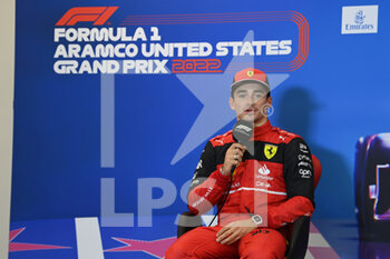 2022-10-22 - Post qualifying Press Conference with Charles Leclerc Ferrari, portrait during the Formula 1 Aramco United States Grand Prix 2022, 19th round of the 2022 FIA Formula One World Championship from October 21 to 23, 2022 on the Circuit of the Americas, in Austin, Texas - F1 - UNITED STATES GRAND PRIX 2022 - FORMULA 1 - MOTORS