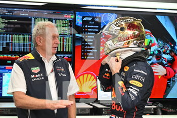 12/11/2022 - MARKO Helmut (aut), Drivers’ Manager of Red Bull Racing, VERSTAPPEN Max (ned), Red Bull Racing RB18, portrait during the Formula 1 Heineken Grande Premio de São Paulo 2022, Sao Paulo Grand Prix Grand Prix 2022, 21st round of the 2022 FIA Formula One World Championship from November 11 to 13, 2022 on the Interlagos Circuit, in Sao Paulo, Brazil - F1 - SAO PAULO GRAND PRIX 2022 - FORMULA 1 - MOTORI