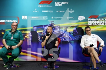 12/11/2022 - FIA presse conference with from left to right: Tom McCullough (GBR) Aston Martin F1 Team Performance Director; Paul Monaghan (GBR) Red Bull Racing Chief Engineer; and FX Demaison (FRA) Williams Racing Technical Director, portrait during the Formula 1 Heineken Grande Premio de São Paulo 2022, Sao Paulo Grand Prix Grand Prix 2022, 21st round of the 2022 FIA Formula One World Championship from November 11 to 13, 2022 on the Interlagos Circuit, in Sao Paulo, Brazil - F1 - SAO PAULO GRAND PRIX 2022 - FORMULA 1 - MOTORI