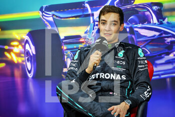2022-11-12 - Post Sprint race FIA Press Conference with George Russell (GBR) Mercedes AMG F1, portrait during the Formula 1 Heineken Grande Premio de São Paulo 2022, Sao Paulo Grand Prix Grand Prix 2022, 21st round of the 2022 FIA Formula One World Championship from November 11 to 13, 2022 on the Interlagos Circuit, in Sao Paulo, Brazil - F1 - SAO PAULO GRAND PRIX 2022 - FORMULA 1 - MOTORS