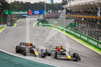 2022-11-13 - 11 PEREZ Sergio (mex), Red Bull Racing RB18, 01 VERSTAPPEN Max (nld), Red Bull Racing RB18, action during the Formula 1 Heineken Grande Premio de São Paulo 2022, Sao Paulo Grand Prix Grand Prix 2022, 21st round of the 2022 FIA Formula One World Championship from November 11 to 13, 2022 on the Interlagos Circuit, in Sao Paulo, Brazil - F1 - SAO PAULO GRAND PRIX 2022 - RACE - FORMULA 1 - MOTORS