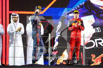 2022-11-20 - VERSTAPPEN Max (ned), Red Bull Racing RB18, LECLERC Charles (mco), Scuderia Ferrari F1-75, BEN SULAYEM Mohammed (uae), President of the FIA, portrait during the Formula 1 Etihad Airways Abu Dhabi Grand Prix 2022, 22nd round of the 2022 FIA Formula One World Championship from November 18 to 20, 2022 on the Yas Marina Circuit, in Yas Island, Abu Dhabi - F1 - ABU DHABI GRAND PRIX 2022 - RACE - FORMULA 1 - MOTORS