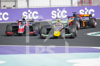 2022-03-26 - Restart of Sprint Race, 01 HAUGER Dennis (nor), Prema Racing, Dallara F2, 21 WILLIAMS Calan (aus), Trident, Dallara F2, action during the 2nd round of the 2022 FIA Formula 2 Championship from March 25 to 27, 2022 on the Jeddah Corniche Circuit, in Jeddah, Saudi Arabia - 2ND ROUND OF THE 2022 FIA FORMULA 2 CHAMPIONSHIP - FORMULA 2 - MOTORS
