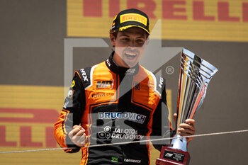 2022-05-22 - DRUGOVICH Felipe (bra), MP Motorsport, Dallara F2, portrait, celebrating his win in race 1 during the 4th round of the 2022 FIA Formula 2 Championship, on the Circuit de Barcelona-Catalunya, from May 20 to 22, 2022 in Montmelo, Spain - 4TH ROUND OF THE 2022 FIA FORMULA 2 CHAMPIONSHIP - FORMULA 2 - MOTORS