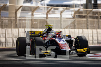 17/11/2022 - 21 MALONEY Zane (bar), Trident, Dallara F2, action during the 14th round of the 2022 FIA Formula 2 Championship, from November 18 to 20, 2022 on the pas Marina Circuit, in Yas Island, Abu Dhabi - AUTO - FORMULA 2 2022 - ABU DHABI - FORMULA 2 - MOTORI