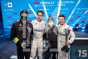 2022-01-28 - De Vries Nyck (nld), Mercedes-EQ Silver Arrow 02, portrait Vandoorne Stoffel (bel), Mercedes-EQ Silver Arrow 02, portrait podium during the 2022 Diriyah ePrix, 1st and 2nd round of the 2022 Formula E World Championship, on the Riyadh Street Circuit from January 28 to 30, in Riyadh, Saudi Arabia - 2022 DIRIYAH EPRIX, 1ST AND 2ND ROUND OF THE 2022 FORMULA E WORLD CHAMPIONSHIP - FORMULA E - MOTORS