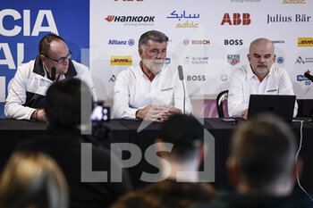 2022-12-14 - Thomas Baltes, Hankook Chief Engineer Motorsport, portrait Manfred Sandbichler, Hankook Director Motorsport, portrait Felix Kinzer, Hankook Director Corporate Communications, portrait at Hankook press conference during the ABB FIA Formula E Valencia Testing 2022 on the Circuit Ricardo Tormo from December 13 to 16, 2022 in Cheste, Spain - AUTO - ABB FIA FORMULA E VALENCIA TESTING 2022 - FORMULA E - MOTORS