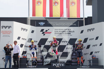 2022-09-04 - Podium Moto2: 1° Lopez Alonso, 2° Canet Aron, 3° Fernandez Augusto - GRAN PREMIO DI SAN MARINO E DELLA RIVIERA DI RIMINI RACE MOTO2 - MOTO3 - MOTOGP - MOTORS