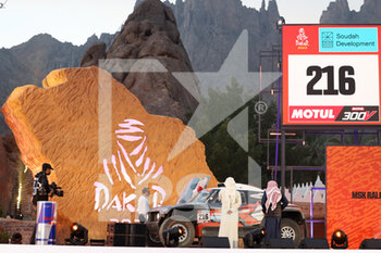 2022-01-01 - 216 Krotov Denis (raf), Zhiltsov Konstantin (raf), MSK Rally Team, John Cooper Works Buggy, Auto FIA T1/T2, W2RC, action during the Podium Start of the Dakar Rally 2022, on January 1st 2022 in Hail, Saudi Arabia - PODIUM START OF THE DAKAR RALLY 2022 - RALLY - MOTORS