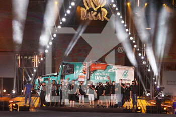 2022-01-14 - 504 Van Kasteren Janus (nld), Snijders Marcel (nld), Rodewald Darek (pol), Petronas Team de Rooy Iveco, Iveco Powerstar, T5 FIA Camion, action during the Podium Finish of the Dakar Rally 2022, on January 14th 2022 in Jeddah, Saudi Arabia - PODIUM FINISH - STAGE 12 OF THE DAKAR RALLY 2022 BETWEEN BISHA AND JEDDAH - RALLY - MOTORS