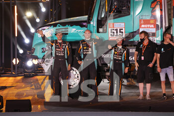 2022-01-14 - 515 Versteijnen Victor Willem Come (nld), Buursen Rob (nld), Smits Randy (nld), Petronas Team de Rooy Iveco, Iveco Powerstar, T5 FIA Camion, action during the Podium Finish of the Dakar Rally 2022, on January 14th 2022 in Jeddah, Saudi Arabia - PODIUM FINISH - STAGE 12 OF THE DAKAR RALLY 2022 BETWEEN BISHA AND JEDDAH - RALLY - MOTORS