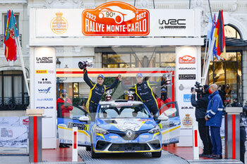 2022-01-23 - 79 Anthony FOTIA (FRA), Arnaud DUNAND (FRA), ANTHONY FOTIA, RENAULT Clio Rally4, podium during the 2022 WRC World Rally Car Championship, 90th edition of the Monte Carlo rally from January 20 to 23, 2022 at Monaco - 2022 WRC WORLD RALLY CAR CHAMPIONSHIP, 90TH EDITION OF THE MONTE CARLO RALLY - RALLY - MOTORS