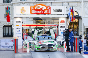 2022-01-23 - 20 Andreas MIKKELSEN (NOR), Eriksen TORSTEIN (NOR), TOKSPORT WRT SKODA, Fabia Evo,podium during the 2022 WRC World Rally Car Championship, 90th edition of the Monte Carlo rally from January 20 to 23, 2022 at Monaco - 2022 WRC WORLD RALLY CAR CHAMPIONSHIP, 90TH EDITION OF THE MONTE CARLO RALLY - RALLY - MOTORS