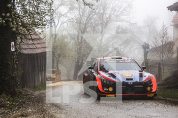 2022-04-22 - 02 SOLBERG Olivier (swe), EDMONDSON Elliot (gbr), Hyundai Shell Mobis World Rally Team, Hyundai i20 N Rally 1, action during the Croatia Rally 2022, 3rd round of the 2022 WRC World Rally Car Championship, from April 21 to 24, 2022 at Zagreb, Croatia - CROATIA RALLY 2022, 3RD ROUND OF THE 2022 WRC WORLD RALLY CAR CHAMPIONSHIP - RALLY - MOTORS