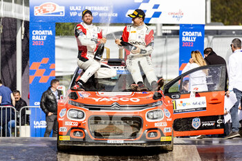 2022-04-24 - ROSSEL Yohan (fra), Citroen C3, portrait SARREAUD Valentin (fra), Citroen C3, portrait podium, portrait during the Croatia Rally 2022, 3rd round of the 2022 WRC World Rally Car Championship, from April 21 to 24, 2022 at Zagreb, Croatia - CROATIA RALLY 2022, 3RD ROUND OF THE 2022 WRC WORLD RALLY CAR CHAMPIONSHIP - RALLY - MOTORS