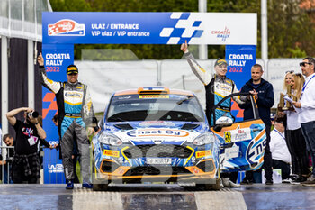 2022-04-24 - podium, portrait JOONA Lauri (fin), Ford Fiesta Rally3, portrait KORHONEN Mikael (fin), Ford Fiesta Rally3, portrait during the Croatia Rally 2022, 3rd round of the 2022 WRC World Rally Car Championship, from April 21 to 24, 2022 at Zagreb, Croatia - CROATIA RALLY 2022, 3RD ROUND OF THE 2022 WRC WORLD RALLY CAR CHAMPIONSHIP - RALLY - MOTORS