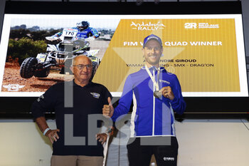 2022-10-19 - GIROUD Alexandre (fra), Yamaha Racing - SMX - Drag'On, Yamaha 700, FIM W2RC, Quad, portrait, remise des prix, Awards, during the Stage 1 of the Andalucia Rally 2022, 4th round of the 2022 FIA World Rally-Raid Championship, on October 20, 2022 in Sevilla, Spain - AUTO - ANDALUCIA RALLY 2022 - RALLY - MOTORS