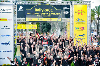 2022-10-23 - Celebrating the final Podium, Salou,Sébastien Ogier , Benjamin Veillas ,TOYOTA GAZOO RACING  - FIA WORLD RALLY CHAMPIONSHIP -WRC-RALLYRACC-CATALUNYA RALLY DE ESPANA 2022 - RALLY - MOTORS