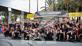 2022-10-23 - Salou ,World title on the podium, TOYOTA GAZOO RACING WRT, Team celebrates, world , World Rally Championship  - FIA WORLD RALLY CHAMPIONSHIP -WRC-RALLYRACC-CATALUNYA RALLY DE ESPANA 2022 - RALLY - MOTORS