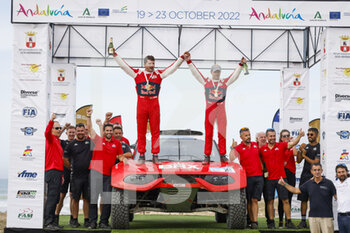 2022-10-23 - Podium, 201 LOEB Sébastien (fra), LURQUIN Fabian (bel), Bahrain Raid Xtreme, Prodrive Hunter, FIA W2RC, Auto, portrait during the Stage 4 of the Andalucia Rally 2022, 4th round of the 2022 FIA World Rally-Raid Championship, on October 23, 2022 in Sevilla, Spain - AUTO - ANDALUCIA RALLY 2022 - RALLY - MOTORS