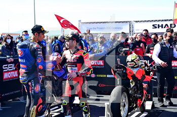 2022-04-10 - N°19 Alvaro Bautista ESP  Ducati Panigale V4R ARUBA.IT Racing - Ducati 1st 
N°1 Toprak Razgatlioglu TUR Yamaha YZF R1 Pata Yamaha WorldSBK Team 3°st - PIRELLI ARAGON ROUND - FIM SUPERBIKE WORLD CHAMPIONSHIP 2022 - SUPERPOLE RACE - SUPERBIKE - MOTORS