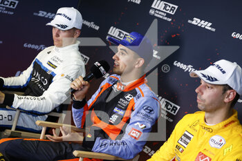 2022-06-12 - AZCONA Mikel (ESP), BRC Hyundai N Squadra Corse, Hyundai Elantra N TCR, portrait EHRLACHERR Yann (FRA), Cyan Performance Lynk & Co, Lynk & Co 03 TCR, portrait BERTHON Nathanael (FRA), Comtoyou DHL Team Audi Sport, Audi RS 3 LMS, portrait conference de presse press conference, during the WTCR - Race of Hungary 2022, 3rd round of the 2022 FIA World Touring Car Cup, on the Hungaroring from June 10 to 12 in Budapest, Hungary - AUTO - WTCR - RACE OF HUNGARY 2022 - GRAND TOURISM - MOTORS