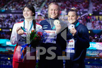 2022-06-24 - Yufei Zhang of China Bronze medal, Sarah Sjostrom of Sweden Gold medal, Melanie Henique of France Silver medal, 50 M Butterfly Women during the 19th FINA World Championships Budapest 2022, Swimming event on June 24 2022 in Budapest, Hungary - SWIMMING - FINA WORLD CHAMPIONSHIPS BUDAPEST 2022 - SWIMMING - SWIMMING