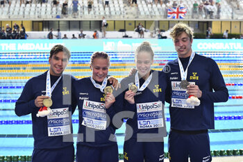 15/08/2022 - SEELIGER Bjoern, HANSON Robin, SJOESTROEM Sarah and HANSSON Louise (SWE)  during the LEN European Swimming Championships finals on 15th August 2022 at the Foro Italico in Rome, Italy. - EUROPEAN ACQUATICS CHAMPIONSHIPS - SWIMMING (DAY5) - NUOTO - NUOTO