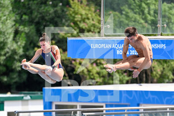 16/08/2022 - Sarah Jodoin Di Maria (ITA) Eduard Timbretti Gugiu (ITA) during European Aquatics Championships Rome 2022 at the Foro Italico on 16 August 2022. - EUROPEAN ACQUATICS CHAMPIONSHIPS - DIVING (DAY2) - TUFFI - NUOTO