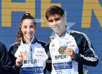 16/08/2022 - Eduard Gugiu Timbretti (ITA) Sarah Jodoin Di Maria (ITA) during European Aquatics Championships Rome 2022 at the Foro Italico on 16 August 2022. - EUROPEAN ACQUATICS CHAMPIONSHIPS - DIVING (DAY2) - TUFFI - NUOTO