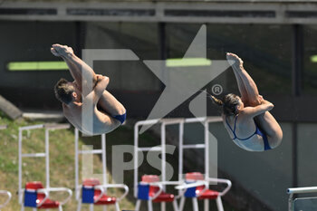 2022-08-17 - COQUOZ Madeline and DUTOIT Guillaume (SUI) during the LEN European Diving Championships finals on 17th August 2022 at the Foro Italico in Rome, Italy. - EUROPEAN ACQUATICS CHAMPIONSHIPS - DIVING (DAY3) - DIVING - SWIMMING