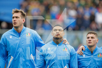 19/11/2022 - Simone Gesi of Italy and tema mates during the ANS - Autumn Nations Series Italy, rugby match between Italy and South Africa on 19 November 2022 at Luigi Ferrarsi Stadium in Genova, Italy. Photo Nderim Kaceli - ITALY VS SOUTH AFRICA - AUTUMN NATIONS SERIES - RUGBY