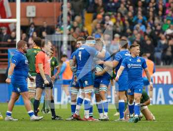 19/11/2022 - Italy’s players celebrating during the ANS - Autumn Nations Series Italy, rugby match between Italy and South Africa on 19 November 2022 at Luigi Ferrarsi Stadium in Genova, Italy. Photo Nderim Kaceli - ITALY VS SOUTH AFRICA - AUTUMN NATIONS SERIES - RUGBY