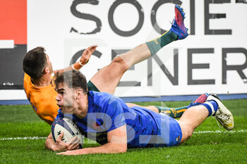 05/11/2022 - Damien PENAUD of France scores his try during the 2022 Autumn Nations Series, rugby union match between France and Australia on November 5, 2022 at Stade de France in Saint-Denis, France - RUGBY - TEST MATCH - FRANCE V AUSTRALIA - AUTUMN NATIONS SERIES - RUGBY