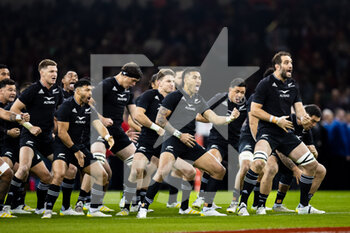 05/11/2022 - Sam Whitelock of New Zealand leads the Hakka ahead of the 2022 Autumn Nations Series, rugby union test match between Wales and New Zealand on November 5, 2022 at Principality Stadium in Cardiff, Wales - RUGBY - TEST MATCH - WALES V NEW ZEALAND - AUTUMN NATIONS SERIES - RUGBY