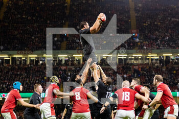 05/11/2022 - Sam Whitelock of New Zealand claims the lineout during the 2022 Autumn Nations Series, rugby union test match between Wales and New Zealand on November 5, 2022 at Principality Stadium in Cardiff, Wales - RUGBY - TEST MATCH - WALES V NEW ZEALAND - AUTUMN NATIONS SERIES - RUGBY