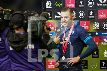 19/11/2022 - Scotland's Finn Russell smiles after being awarded the player of the match after the 2022 Autumn Nations Series, rugby union test match between Scotland and Argentina on November 19, 2022 at BT Murrayfield Stadium in Edinburgh, Scotland - RUGBY - TEST MATCH - SCOTLAND V ARGENTINA - AUTUMN NATIONS SERIES - RUGBY