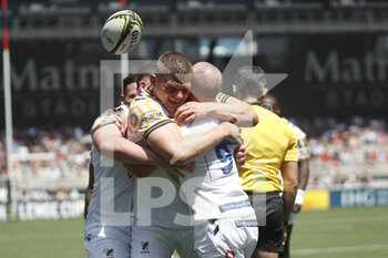 14/05/2022 - Dan ROBSON of Wasps celebrate to make a try during the EPCR Challenge Cup, Semi Finals rugby union match between LOU Rugby (Lyon) and Wasps on May 14, 2022 at Matmut Stadium Gerland in Lyon, France - LOU RUGBY (LYON) AND WASPS - CHALLENGE CUP - RUGBY