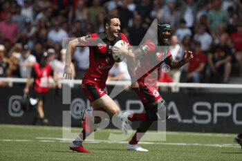 14/05/2022 - Leo BERDEU of Lyon and Joel KPOKU of Lyon during the EPCR Challenge Cup, Semi Finals rugby union match between LOU Rugby (Lyon) and Wasps on May 14, 2022 at Matmut Stadium Gerland in Lyon, France - LOU RUGBY (LYON) AND WASPS - CHALLENGE CUP - RUGBY