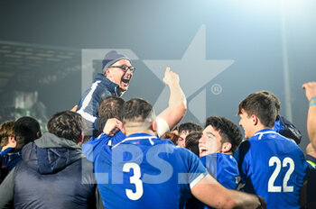 2022-02-11 - Happiness of Massimo Brunello (Head coach of Italy) after winning the match - 2022 SIX NATIONS UNDER 20 - ITALY VS ENGLAND - SIX NATIONS - RUGBY