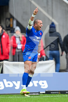 2022-02-26 - France's Gael Fickou celebrates France?s third try during the Six Nations 2022, rugby union match between Scotland and France on February 26, 2022 at BT Murrayfield Stadium in Edinburgh, Scotland - SIX NATIONS 2022 - SCOTLAND VS FRANCE - SIX NATIONS - RUGBY