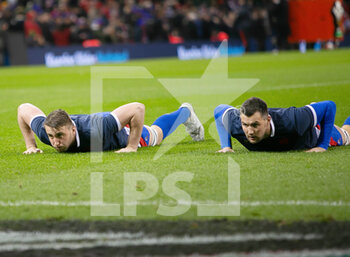 2022-03-11 - Anthony Jelonch, Francois Cros of France warm up during the Six Nations 2022 rugby union match between Wales and France on March 11, 2022 at Principality Stadium in Cardiff, Wales - SIX NATIONS 2022 - WALES VS FRANCE - SIX NATIONS - RUGBY