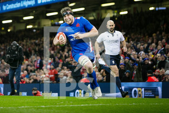 2022-03-11 - Anthony Jelonch of France scores a try during the Six Nations 2022 rugby union match between Wales and France on March 11, 2022 at Principality Stadium in Cardiff, Wales - SIX NATIONS 2022 - WALES VS FRANCE - SIX NATIONS - RUGBY