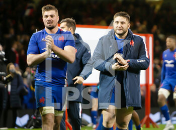 2022-03-11 - Gregory Alldritt, Cyril Baille of France celebrate after the Six Nations 2022 rugby union match between Wales and France on March 11, 2022 at Principality Stadium in Cardiff, Wales - SIX NATIONS 2022 - WALES VS FRANCE - SIX NATIONS - RUGBY